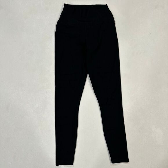Alo Yoga High Waist Slash Leggings XS Black Cutout Detail - Picture 1 of 9